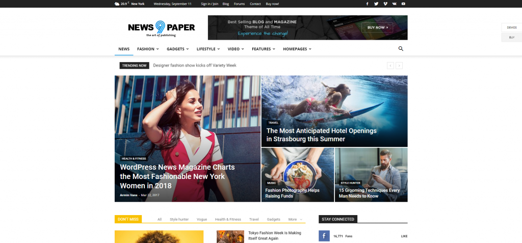 Theme newspaper phổ biến cho website tin tức, giới thiệu.